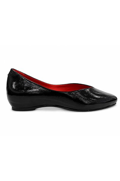 PAPUCUMUN DÜNYASI Women's Genuine Leather Hidden Heeled Patent Leather Flat S...