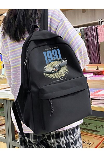 cielyra Waterproof Printed Black Color School Laptop Backpack