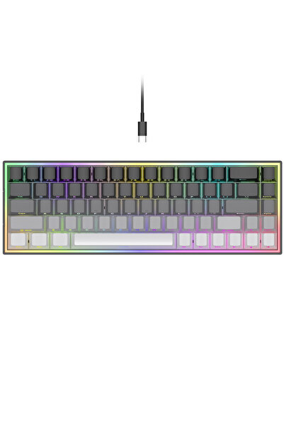 Mloong CX68 Blue Switch Mekanik Gaming Oyuncu Klavyesi Hot-Swap 1K Hz 68 Tuş ...