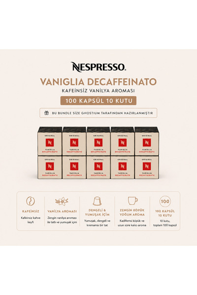 Nespresso Vaniglia Decaffeinato Caffeine-Free Vanilla Flavored 200 Capsule Se...