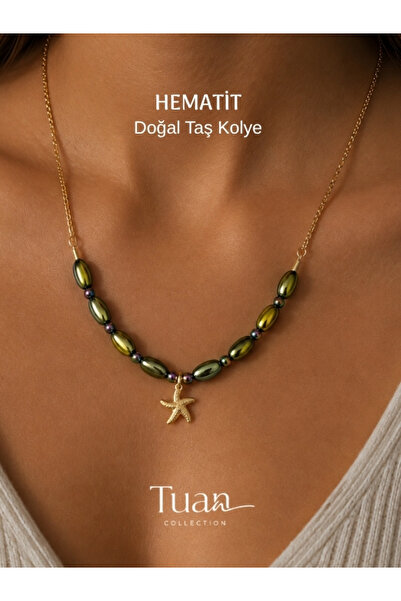 Tuan Collection Hematite Pendant Barley Cut Metallic Star Detail Enhancing Me...