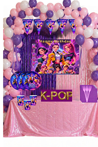 Parti Karnavalı Kpop K-Pop Demon Hunters Avcılar 8 KİŞİLİK LÜX Doğum Günü Par...