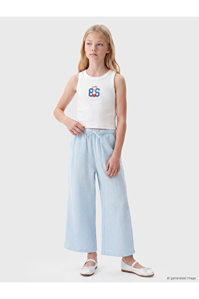 LC Waikiki Trendlucky Wide Leg Girls' Muslin Capri with a Difference