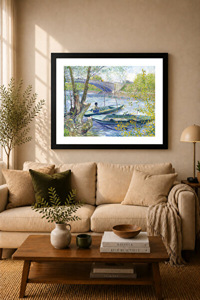 Koi Art Design Tablou cu cadru negru, orizontal, dintr-o singură bucată, cu t...