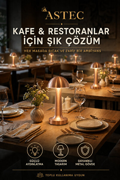 ASTEC Eskitme Renk Şarjlı Lizbon Kablosuz Dokunmatik LED Masa Lambası 3 Renk Ayarlanabilir Kafeler İçin