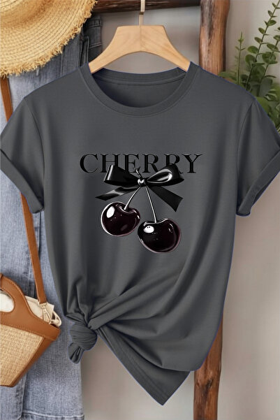 l'eivor Tricou de damă din bumbac cu imprimeu Dark Cherry