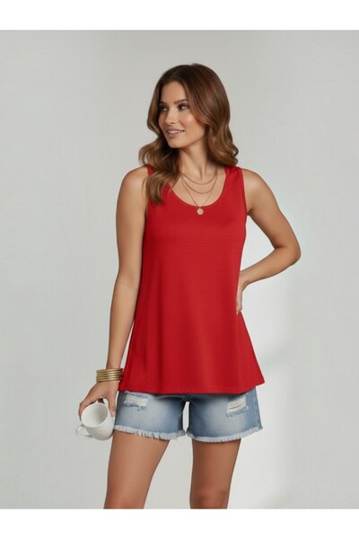 MODA Women's Round Neck Thick Strap Bell Cut Athlete T-Shirt