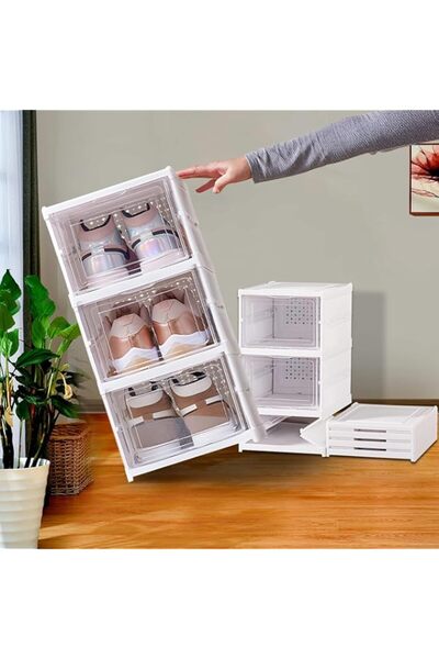 Generic Shoe Storage Boxes, Shoe Storage Organzier, Foldable Shoes Boxes Clea...