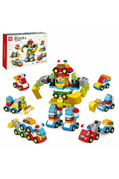 OEM Set creativ de construcție pentru copii, 85 de piese, Mașini și Robot, Ed...