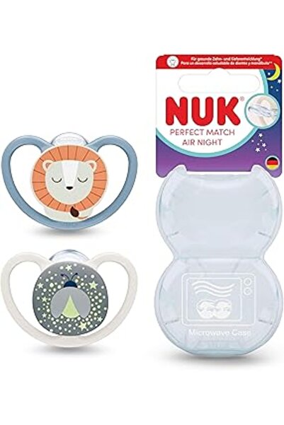 syncticaret Nuk Pm Air Night 2-Pack Night Pacifier, 18-36 Months, Aslan