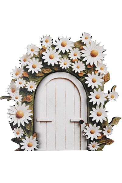 Generic White Daisy Frame Fairy Door - Tree Stump Decor, Fairy Door and Windo...