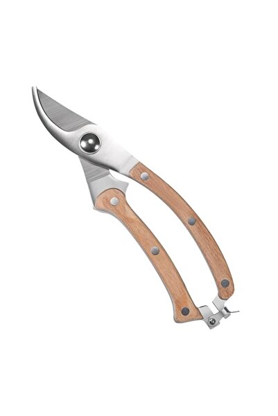 Generic X spring Garden Shear, Stainless Steel Blades with Wood Handle, Profe...