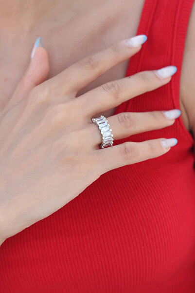 online kapsulavm avm alışveriş Zircon Stone Silver Color Baguette Women's Ring