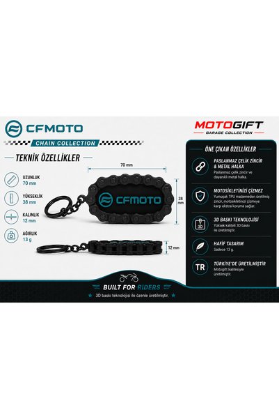 Generic Brand Cf Moto Logo Motorcycle Keychain with Chain Detail