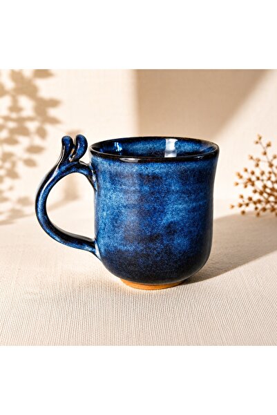 Ranowa Ceramic Deep Ocean El Yapımı Stoneware Kupa – Özel Tasarım Kulplu Kahv...
