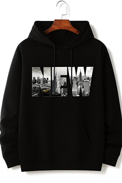 JANTIL MODA Unisex Oversize 3 Threaded Φούτερ με κουκούλα με τσέπη καγκουρό σ...