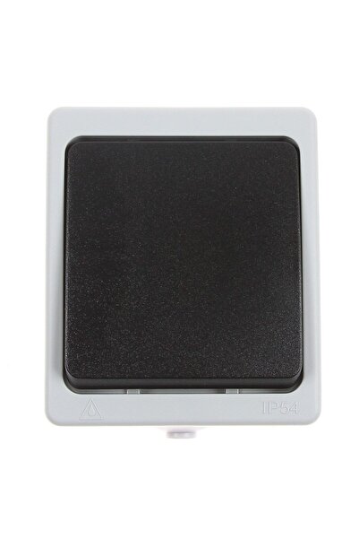 OEM Hoff Cubik single switch, surface-mounted, 10A, IP54, grey + black