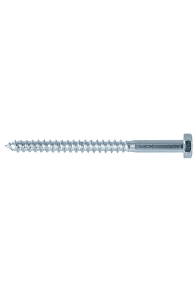 OEM Wood screw, hexagonal head, Klimas, white zinc plated, 6 x 80 mm