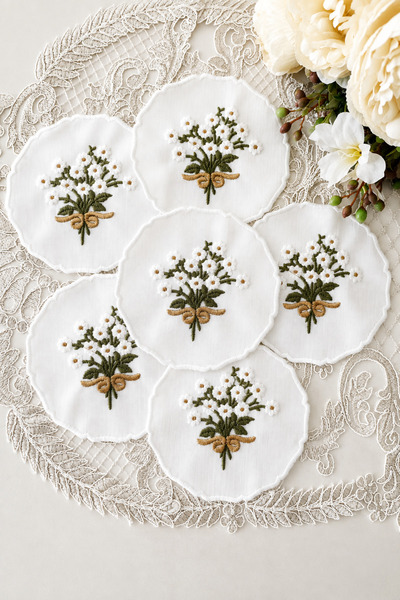 Priszizu Papatya Presentation Napkin Linen Presentation Napkin Embroidered Co...