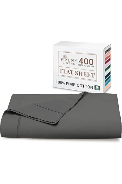 GENERAL 100% Cotton Flat Bed Sheet Single Size 400 Thread Count Long Staple C...