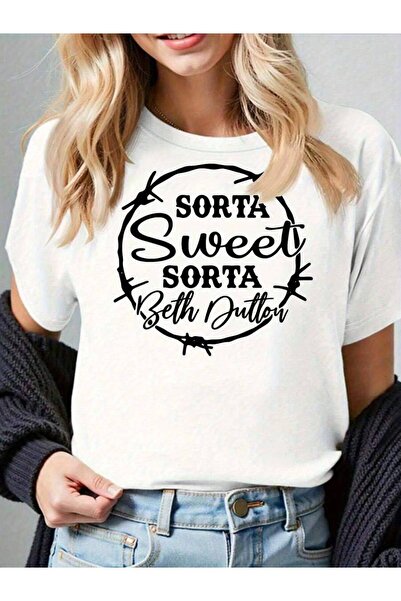kai22 قميص نسائي من Sorta Sweet Beth Dutton TV Show - تي شيرت كاجوال بأكمام ق...