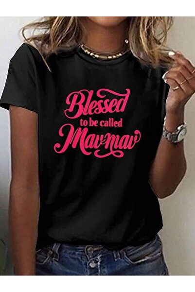 23ERVA Oversized Loose Fit, Plain Print To BE CALLED MAWMAW T-Shirt, Short Sl...