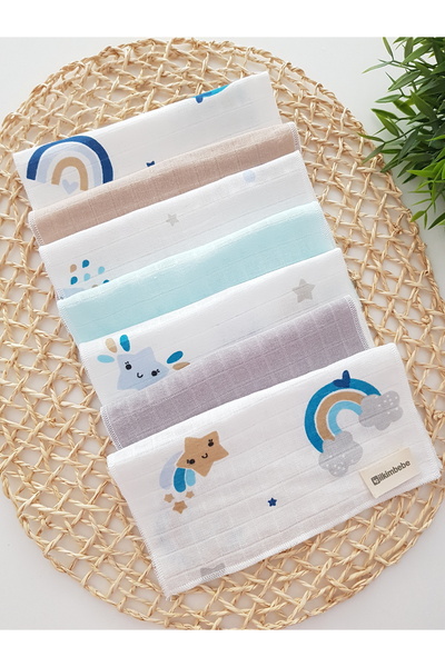 ib ilkimbebe 7-Piece Muslin Mouth Cloth 100% Cotton Soft Absorbent |   Newbor...