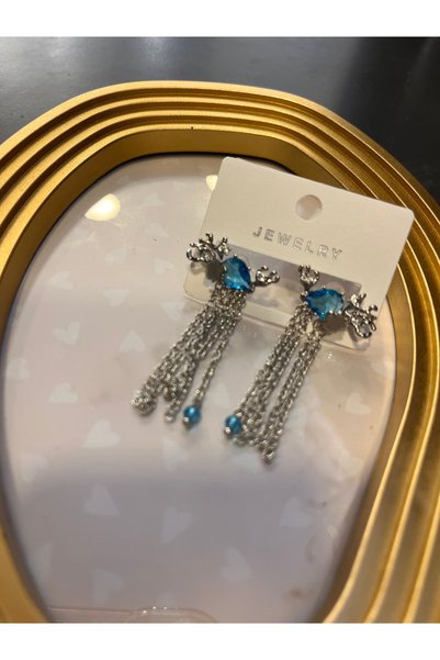 gozdeasutayaccessory Blue Chain Dangle Earrings