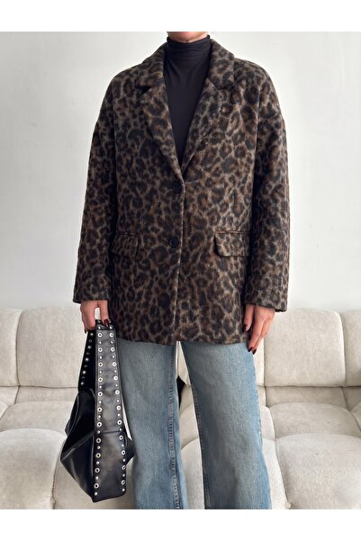 mass fashion Women's Leopard Print Cashew Coat