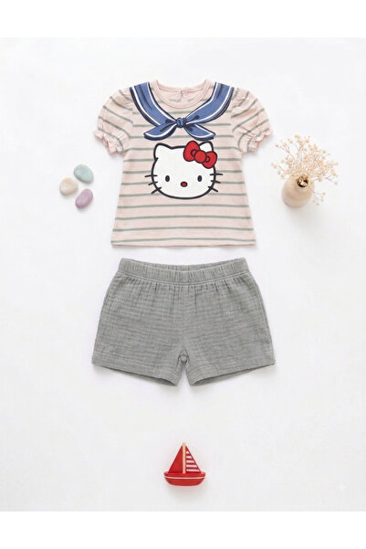 Hello Kitty Baskılı Müslin Şortlu Alt Üst Takım.