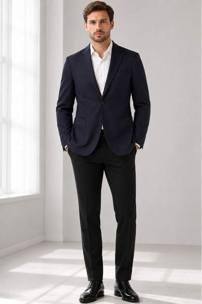 bihan store Special Texture Linen Blend 6 Drop Men's Single Jacket 73070-Navy...