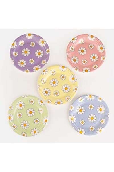 OEM Farfurii Party din Hartie Colorate cu Margarete 23cm - 25buc