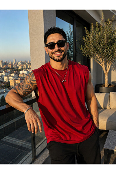FAVORİST Men's Zero Sleeve Plain Combed Cotton 100% Cotton Comfortable Fit T-...