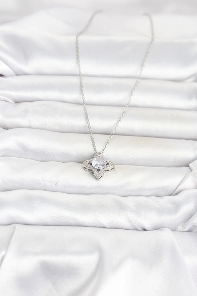 online kapsulavm avm alışveriş 316L Steel Chain Silver Color Clover Model Wom...