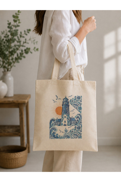 Tomris Hatun Lighthouse,Raw Cloth Bag,Sublimation Printing, Shoulder Bag, Sho...