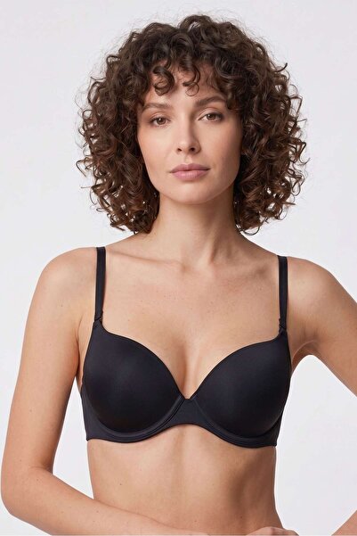 OBJE Women's Black Supported Push up Soft Bra