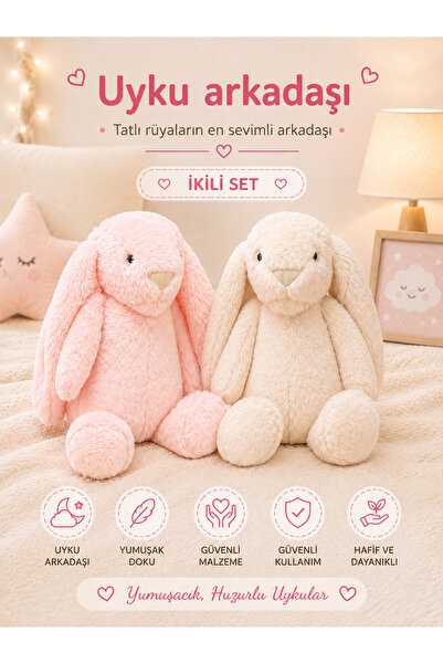 Uyku & Oyun Arkadaşı Sevimli Peluş Tavşan 2’li set