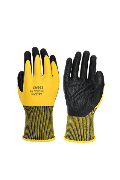 MC Micostore Manusi protectie pereche 2 buc textil + latex galben- negru xl deli
