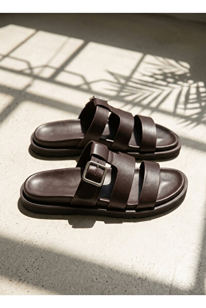 Friend & Trend Matte Faux Leather 3-Stripes Belted Metal Buckle Comfortable S...
