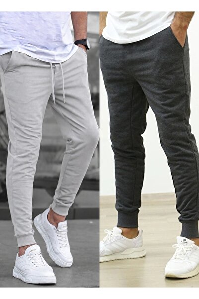 TORUK MAKTO Set of 2 Unisex Ribbed Leg Sweatpants Jogger Comfortable Fit Dail...