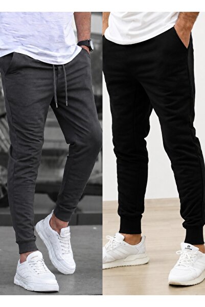 TORUK MAKTO Set of 2 Unisex Ribbed Leg Sweatpants Jogger Comfortable Fit Dail...