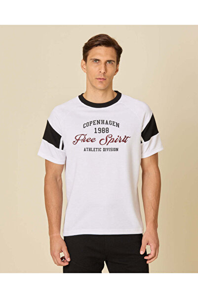 REDTAG Men White Pique Embroidered T-Shirt