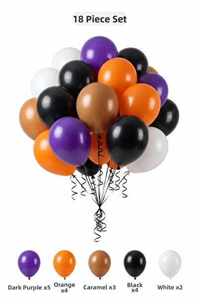 BALOMİS Officer Themed Balloon Set Dark Purple Black 18 Pieces Boy's Birthday...