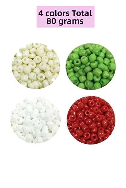 Mestore Large size cast glass sand beads (6/0) 4 mm - 4 colors - total 80 gra...