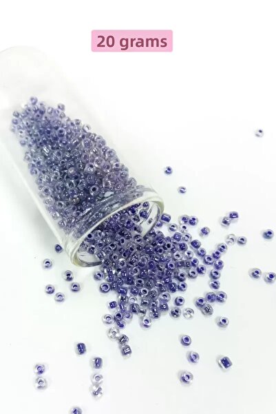 Mestore Bulk glass sand beads (8/0) 3 mm - 20 grams - transparent purple whit...