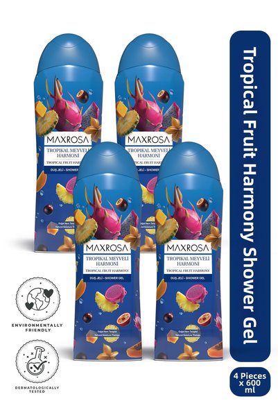 Maxrosa Tropical Fruits Shower Gel 600 ml X 4 Pcs