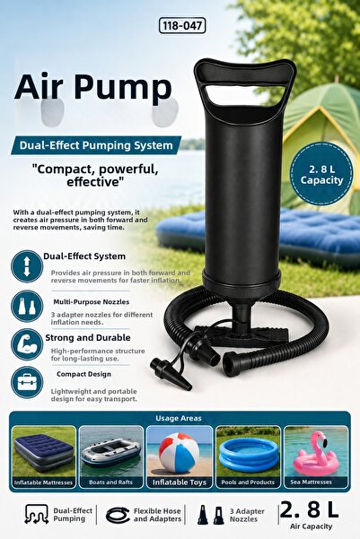 EVENT Pompă de aer cu dublă acțiune 2,8 L Pompă de umflare Saltea gonflabilă ...