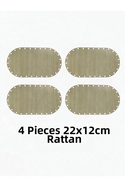 aladepo (4 Pcs) 22X12 cm Cream Color Rattan Weave Base Single Sided Mdf