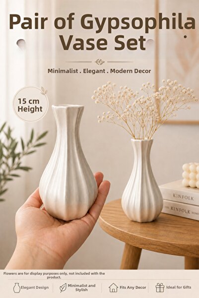 RONA STORE Decorative Pearl Double Vase Set-Modern Tv Unit Console Coffee Tab...