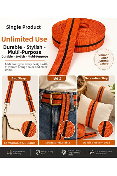 seyranat 3 Meters, Width 3 Cm, Brick Color, Quality Textured Bag Strap, Handl...